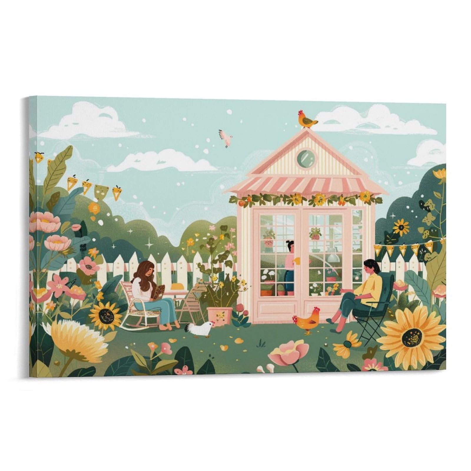 Amazon.co.jp: 絵画 庭の庭でくつろぐ人々 アートパネル ポスター